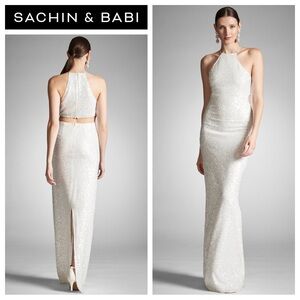 SACHIN & BABI Morgan Halter Cutout Sequin Dress